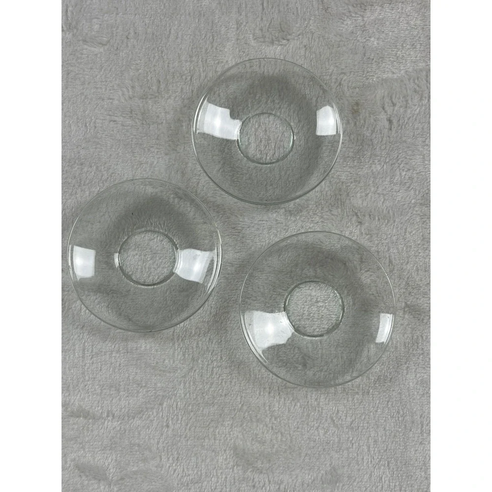 Set of 3 Clear Glass Bobeches Taper Candle Wax Drip Protectors 2.75 Inch